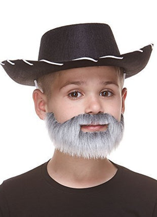 Gray & White Mustache with Short Boxed Beard - SKU:S155-MB - UPC:4772036004036 - Party Expo