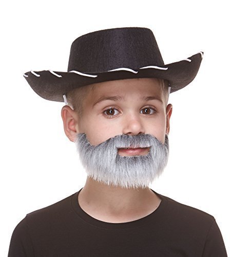 Gray & White Mustache with Short Boxed Beard - SKU:S155-MB - UPC:4772036004036 - Party Expo