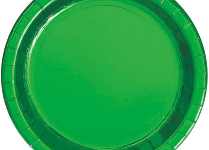 Green Foil 7" Paper Plates - 8 count - SKU:51664 - UPC:011179516643 - Party Expo