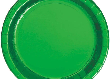 Green Foil 9" Paper Plates - 8 count - SKU:51665 - UPC:011179516650 - Party Expo