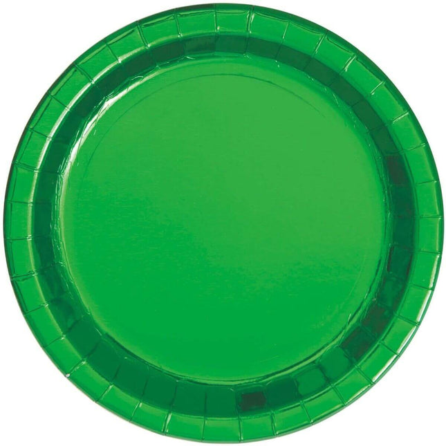 Green Foil 9" Paper Plates - 8 count - SKU:51665 - UPC:011179516650 - Party Expo