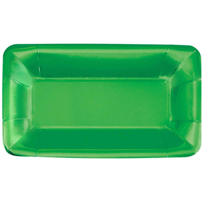 Green Foil Appetizer Plates 9X5 (8 count) - SKU:51668 - UPC:011179516681 - Party Expo