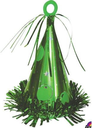 Green Party Hat Balloon Weight - SKU: - UPC:026635106801 - Party Expo