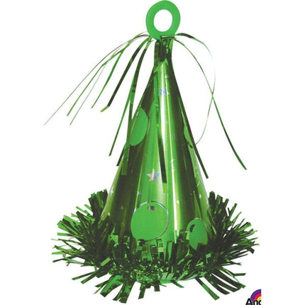 Green Party Hat Balloon Weight - SKU: - UPC:026635106801 - Party Expo