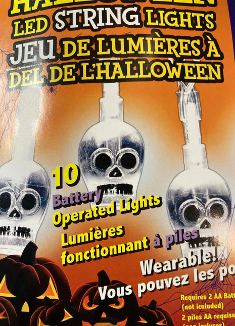 Halloween LED Mini String Lights - Skeleton (10ct) - SKU:81130 - UPC:644137008609 - Party Expo