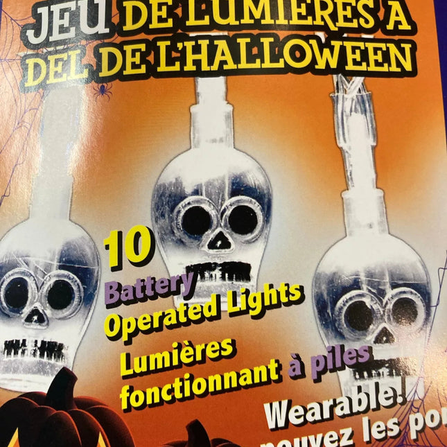 Halloween LED Mini String Lights - Skeleton (10ct) - SKU:81130 - UPC:644137008609 - Party Expo