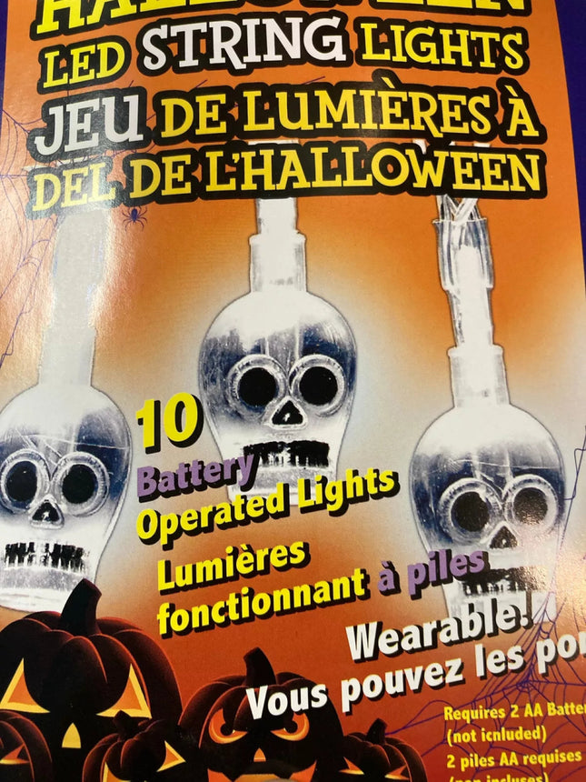 Halloween LED Mini String Lights - Skeleton (10ct) - SKU:81130 - UPC:644137008609 - Party Expo