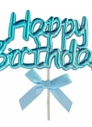Happy Birthday Blue Cake Topper (1ct) - SKU:85958-BL - UPC:8712364009552 - Party Expo