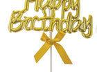 Happy Birthday Gold Cake Topper (1ct) - SKU:85958-G - UPC:8712364859584 - Party Expo