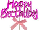 Happy Birthday Pink Cake Topper (1ct) - SKU:85958-PK - UPC:8712364009569 - Party Expo