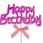 Happy Birthday Pink Cake Topper (1ct) - SKU:85958-PK - UPC:8712364009569 - Party Expo