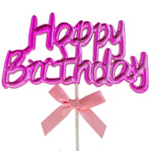 Happy Birthday Pink Cake Topper (1ct) - SKU:85958-PK - UPC:8712364009569 - Party Expo
