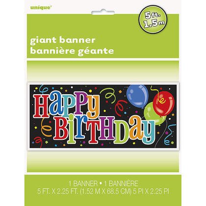 Happy Birthday Plastic Wall Banner - SKU:61685 - UPC:011179616855 - Party Expo