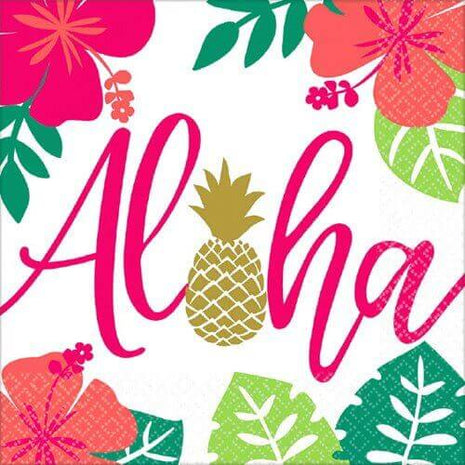 Hawaiian Luau - Aloha Lunch Napkins (16ct) - SKU:511953 - UPC:013051811280 - Party Expo