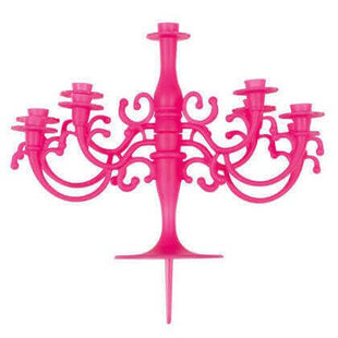 Hot Pink Candelabra Cake Topper with Birthday Candles - SKU:89754 - UPC:011179897544 - Party Expo