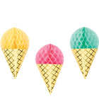 Ice Cream Party Hanging Honeycomb Decorations - SKU:346417 - UPC:039938719289 - Party Expo
