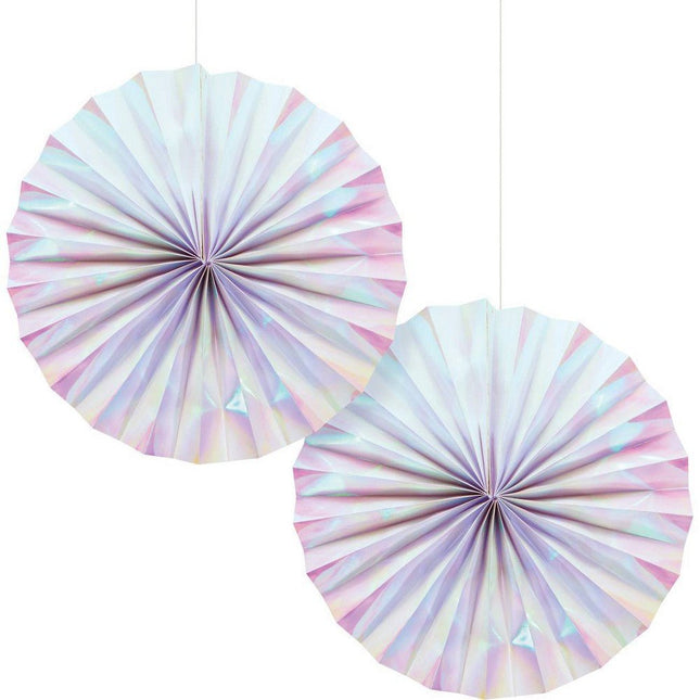 Iridescent Paper Fans - SKU:336384 - UPC:039938565640 - Party Expo