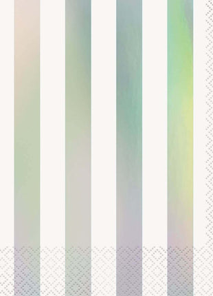 Iridescent Striped Lunch Napkins (16ct) - SKU:53932 - UPC:011179539321 - Party Expo