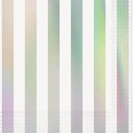 Iridescent Striped Lunch Napkins (16ct) - Party Expo