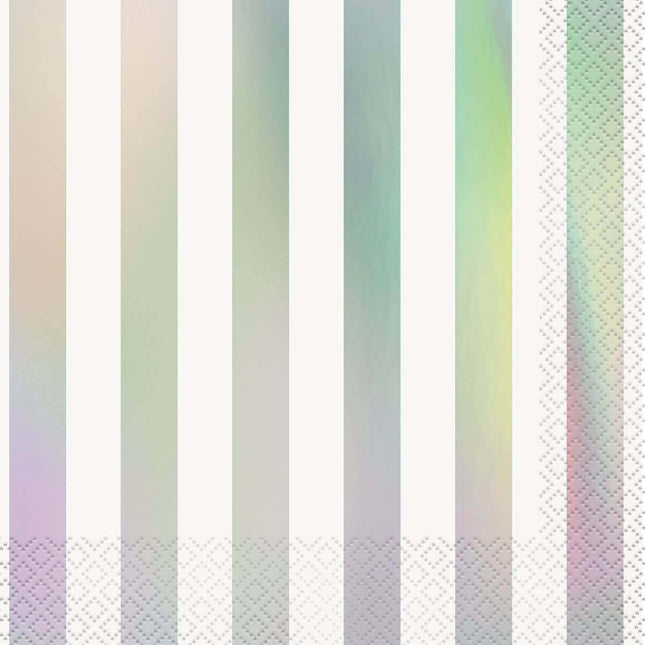 Iridescent Striped Lunch Napkins (16ct) - SKU:53932 - UPC:011179539321 - Party Expo