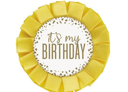 "It's My Birthday" Gold Confetti Birthday Badge - SKU:78440* - UPC:011179784400 - Party Expo