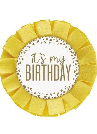 "It's My Birthday" Gold Confetti Birthday Badge - SKU:78440* - UPC:011179784400 - Party Expo