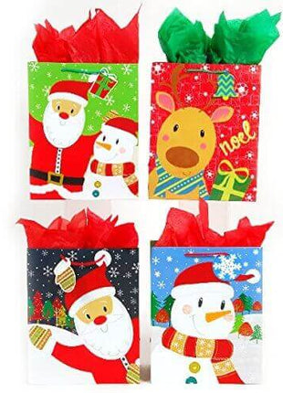 "Jolly Faces" Christmas Gift Bags - SKU:cm671e - UPC:677916839699 - Party Expo