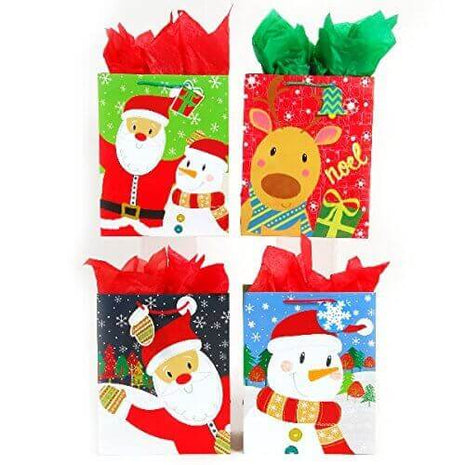 "Jolly Faces" Christmas Gift Bags - SKU:cm671e - UPC:677916839699 - Party Expo
