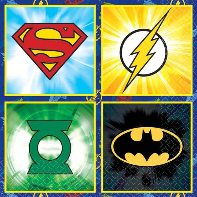 Justice League Beverage Napkins (16ct) - SKU:61448 - UPC:013051614485 - Party Expo