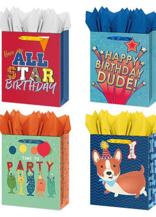 Large Birthday Boys Gift Bags (1ct) - SKU:IG116500 - UPC:018697424313 - Party Expo