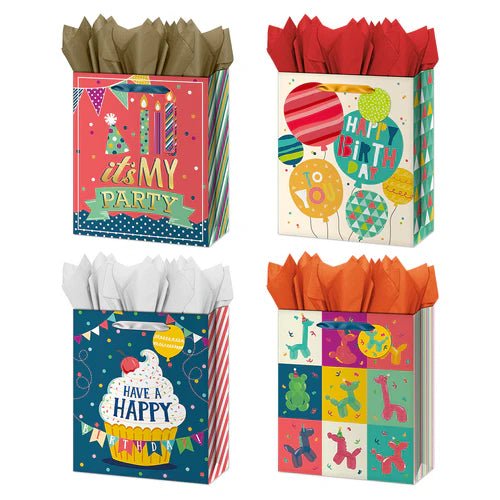 Large Birthday Gift Bags (1ct) - SKU:IG116496 - UPC:018697424276 - Party Expo