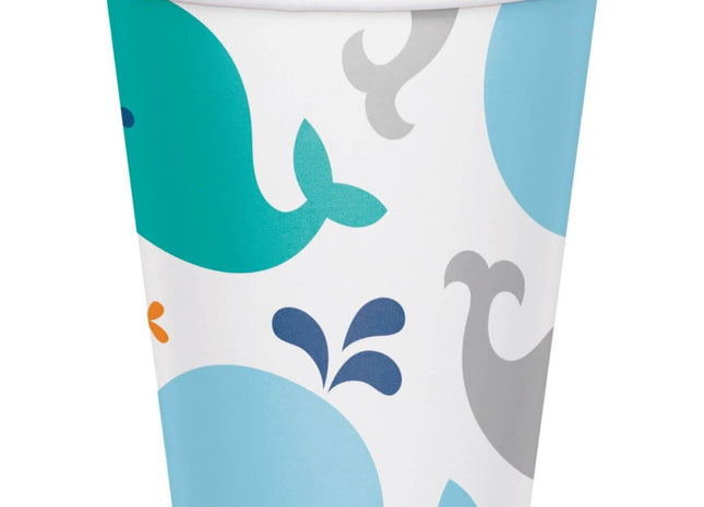 Lil' Spout - 9oz Blue Baby Whale Cups (8ct) - SKU:322195 - UPC:039938389208 - Party Expo