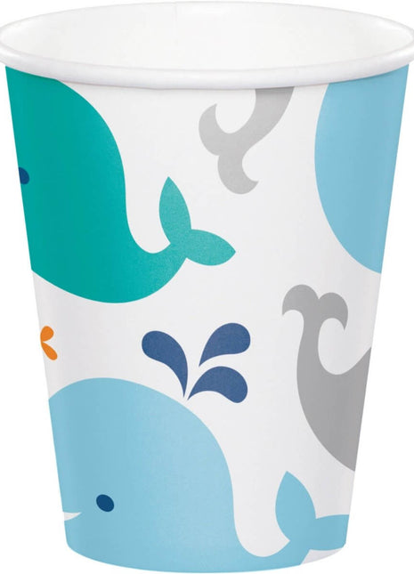 Lil' Spout - 9oz Blue Baby Whale Cups (8ct) - SKU:322195 - UPC:039938389208 - Party Expo