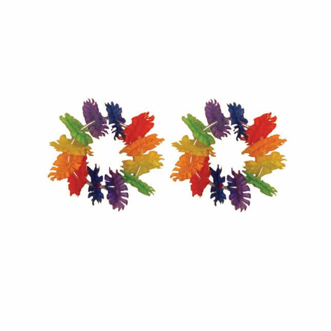 Luau - Rainbow Fabric Lei Bracelet - SKU:511808 - UPC:784717118080 - Party Expo