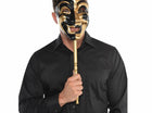 Mens Gold Jester Venetian Stick Masquerader Ball Mask - SKU:13187 - UPC:809801761321 - Party Expo