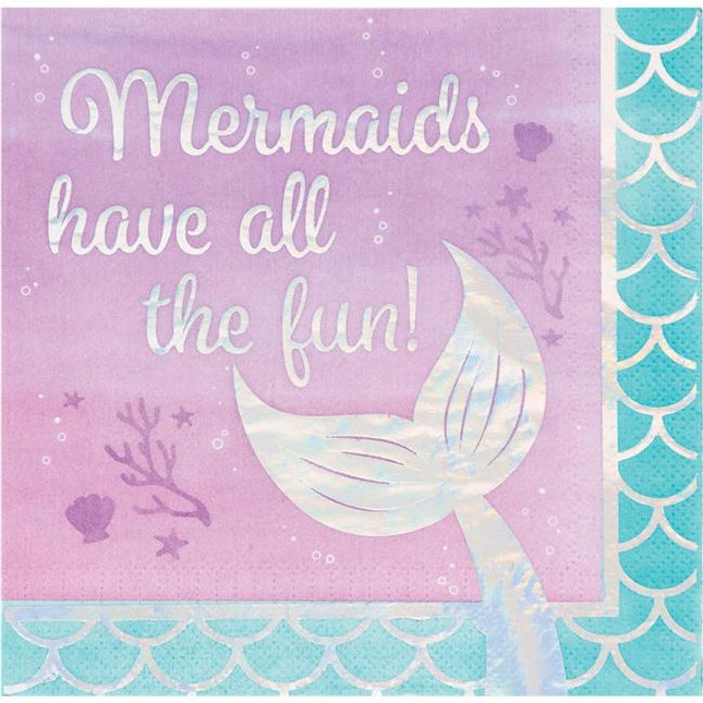 "Mermaid's Have All The Fun" Lunch Napkins (16ct) - SKU:336717 - UPC:039938568016 - Party Expo