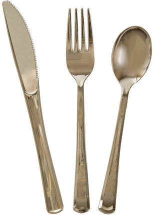 Metallic Gold Plastic Silverware - SKU:30261 - UPC:011179302611 - Party Expo