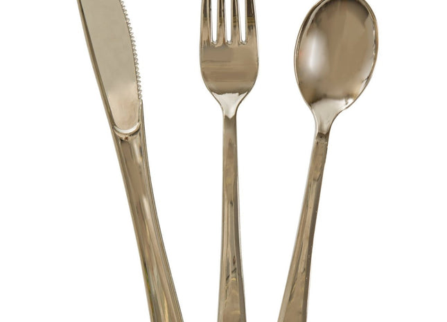 Metallic Gold Plastic Silverware - SKU:30261 - UPC:011179302611 - Party Expo