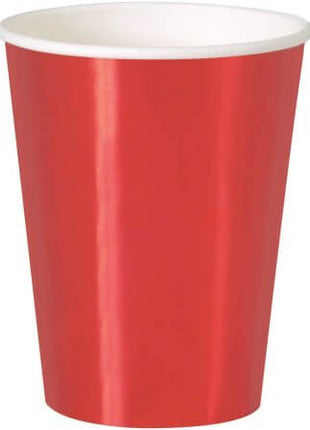 Metallic Red Foil Paper 12oz Cups 8ct - SKU:51666 - UPC:011179516667 - Party Expo