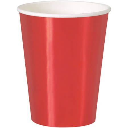 Metallic Red Foil Paper 12oz Cups 8ct - SKU:51666 - UPC:011179516667 - Party Expo