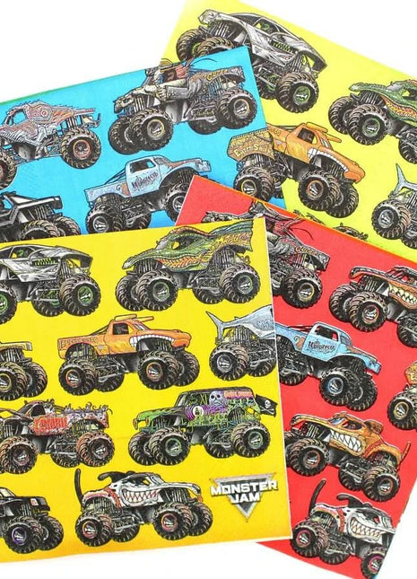 Monster Jam Beverage Napkins (Pack of 16) - SKU: - UPC:691027463635 - Party Expo