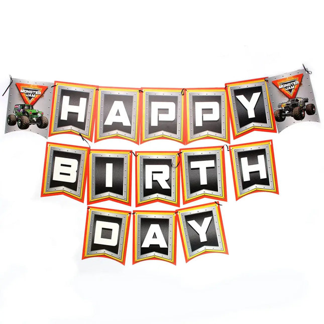 Monster Jam "Happy Birthday" Jointed Flag Banner - SKU: - UPC:691027463642 - Party Expo