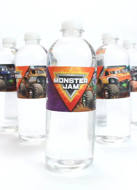 Monster Jam Water Bottle Labels (Pack of 16) - SKU: - UPC:691027463611 - Party Expo