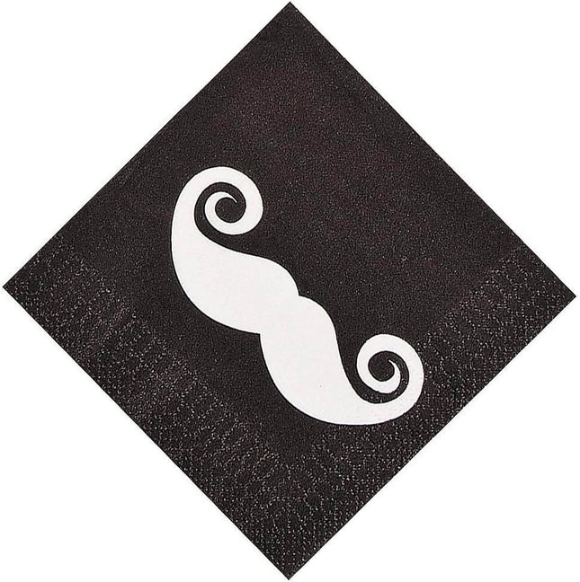 Mustache Party Beverage Napkins (16ct) - SKU:5P-3/5305 - UPC:886102355992 - Party Expo