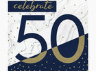Navy & Gold Milestone 50th Birthday Lunch Napkins (16ct) - SKU:357608 - UPC:039938882235 - Party Expo