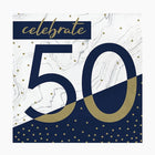 Navy & Gold Milestone 50th Birthday Lunch Napkins (16ct) - SKU:357608 - UPC:039938882235 - Party Expo