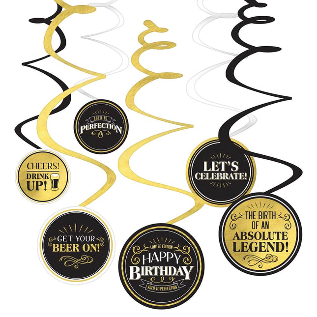 Over the Hill Better with Age Hanging Swirl Decorations - SKU:672838 - UPC:192937335123 - Party Expo