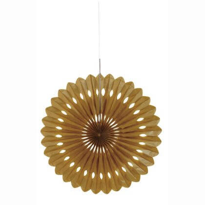 Paper Decorative Fan 16" Gold - SKU:63195 - UPC:011179631957 - Party Expo