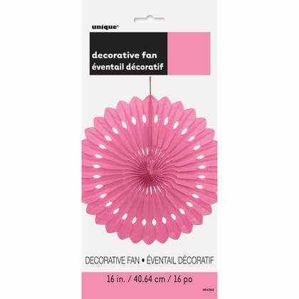 Paper Decorative Fan 16" Hot Pink - SKU:64262 - UPC:011179642625 - Party Expo