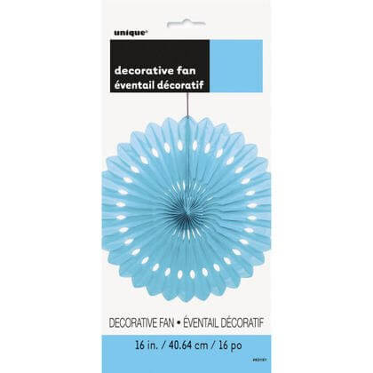 Paper Decorative Fan 16" Power Blue - SKU:63191 - UPC:011179631919 - Party Expo